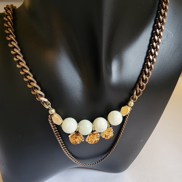 Free People Jewelry - Free People Bronze And Blue Stone Necklace 18"